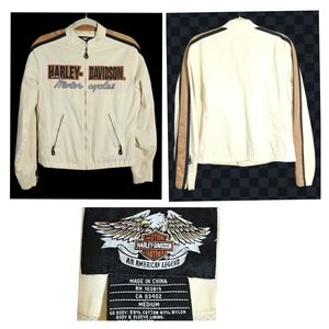 Harley-Davidson Cream and Brown Bomber Jacket